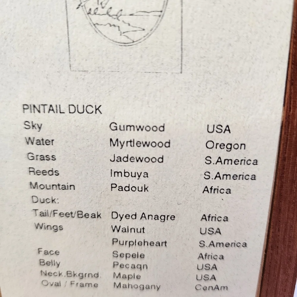 Vintage Jeff Nelson Pintail Duck Hudson River Inlay Art